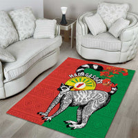 Happy Madagascar Independence Day Area Rug Ring-Tailed Lemur With Seal Of Madagasikara