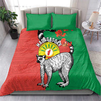 Happy Madagascar Independence Day Bedding Set Ring-Tailed Lemur With Seal Of Madagasikara