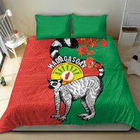 Happy Madagascar Independence Day Bedding Set Ring-Tailed Lemur With Seal Of Madagasikara