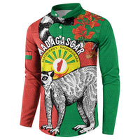 Happy Madagascar Independence Day Button Sweatshirt Ring-Tailed Lemur With Seal Of Madagasikara