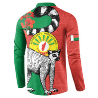 Happy Madagascar Independence Day Button Sweatshirt Ring-Tailed Lemur With Seal Of Madagasikara