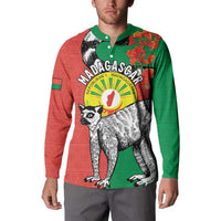 Happy Madagascar Independence Day Button Sweatshirt Ring-Tailed Lemur With Seal Of Madagasikara
