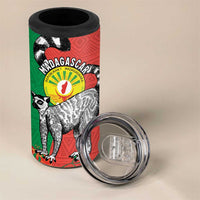 Happy Madagascar Independence Day 4 in 1 Can Cooler Tumbler Ring-Tailed Lemur With Seal Of Madagasikara