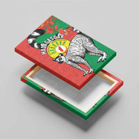 Happy Madagascar Independence Day Canvas Wall Art Ring-Tailed Lemur With Seal Of Madagasikara