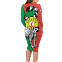 Happy Madagascar Independence Day Family Matching Long Sleeve Bodycon Dress and Hawaiian Shirt Ring-Tailed Lemur With Seal Of Madagasikara
