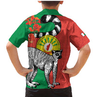 Happy Madagascar Independence Day Family Matching Mermaid Dress and Hawaiian Shirt Ring-Tailed Lemur With Seal Of Madagasikara