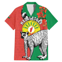 Happy Madagascar Independence Day Family Matching Mermaid Dress and Hawaiian Shirt Ring-Tailed Lemur With Seal Of Madagasikara