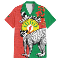 Happy Madagascar Independence Day Family Matching Off Shoulder Maxi Dress and Hawaiian Shirt Ring-Tailed Lemur With Seal Of Madagasikara