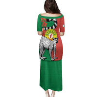 Happy Madagascar Independence Day Family Matching Puletasi and Hawaiian Shirt Ring-Tailed Lemur With Seal Of Madagasikara