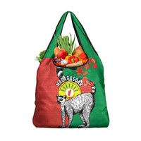 Happy Madagascar Independence Day Grocery Bag Ring-Tailed Lemur With Seal Of Madagasikara