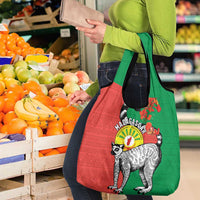 Happy Madagascar Independence Day Grocery Bag Ring-Tailed Lemur With Seal Of Madagasikara