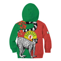 Happy Madagascar Independence Day Kid Hoodie Ring-Tailed Lemur With Seal Of Madagasikara