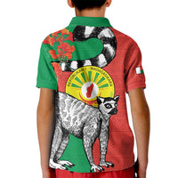 Happy Madagascar Independence Day Kid Polo Shirt Ring-Tailed Lemur With Seal Of Madagasikara