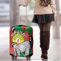 Happy Madagascar Independence Day Luggage Cover Ring-Tailed Lemur With Seal Of Madagasikara
