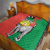 Happy Madagascar Independence Day Quilt Ring-Tailed Lemur With Seal Of Madagasikara