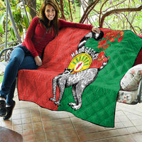 Happy Madagascar Independence Day Quilt Ring-Tailed Lemur With Seal Of Madagasikara