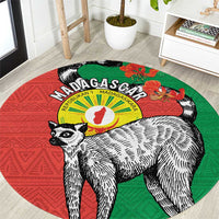 Happy Madagascar Independence Day Round Carpet Ring-Tailed Lemur With Seal Of Madagasikara