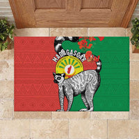 Happy Madagascar Independence Day Rubber Doormat Ring-Tailed Lemur With Seal Of Madagasikara