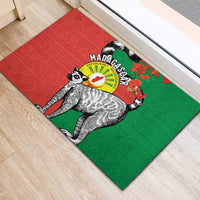 Happy Madagascar Independence Day Rubber Doormat Ring-Tailed Lemur With Seal Of Madagasikara