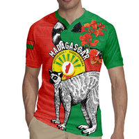 Happy Madagascar Independence Day Rugby Jersey Ring-Tailed Lemur With Seal Of Madagasikara