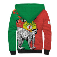 Happy Madagascar Independence Day Sherpa Hoodie Ring-Tailed Lemur With Seal Of Madagasikara
