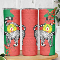 Happy Madagascar Independence Day Skinny Tumbler Ring-Tailed Lemur With Seal Of Madagasikara