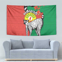 Happy Madagascar Independence Day Tapestry Ring-Tailed Lemur With Seal Of Madagasikara