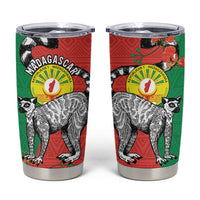 Happy Madagascar Independence Day Tumbler Cup Ring-Tailed Lemur With Seal Of Madagasikara
