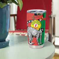 Happy Madagascar Independence Day Tumbler Cup Ring-Tailed Lemur With Seal Of Madagasikara
