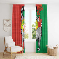 Happy Madagascar Independence Day Window Curtain Ring-Tailed Lemur With Seal Of Madagasikara