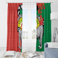 Happy Madagascar Independence Day Window Curtain Ring-Tailed Lemur With Seal Of Madagasikara