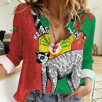 Happy Madagascar Independence Day Women Casual Shirt Ring-Tailed Lemur With Seal Of Madagasikara