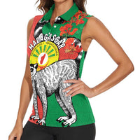 Happy Madagascar Independence Day Women Sleeveless Polo Shirt Ring-Tailed Lemur With Seal Of Madagasikara