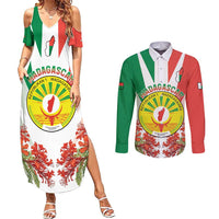 Personalized Madagasikara Couples Matching Summer Maxi Dress and Long Sleeve Button Shirt Seal With Poinciana