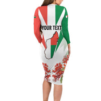 Personalized Madagasikara Family Matching Long Sleeve Bodycon Dress and Hawaiian Shirt Seal With Poinciana