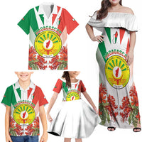 Personalized Madagasikara Family Matching Off Shoulder Maxi Dress and Hawaiian Shirt Seal With Poinciana