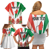 Personalized Madagasikara Family Matching Off Shoulder Short Dress and Hawaiian Shirt Seal With Poinciana