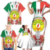 Personalized Madagasikara Family Matching Short Sleeve Bodycon Dress and Hawaiian Shirt Seal With Poinciana