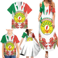 Personalized Madagasikara Family Matching Summer Maxi Dress and Hawaiian Shirt Seal With Poinciana