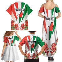 Personalized Madagasikara Family Matching Summer Maxi Dress and Hawaiian Shirt Seal With Poinciana