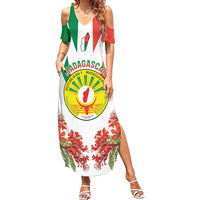 Personalized Madagasikara Family Matching Summer Maxi Dress and Hawaiian Shirt Seal With Poinciana