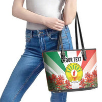 Personalized Madagasikara Leather Tote Bag Seal With Poinciana