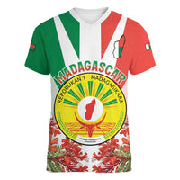 Personalized Madagasikara Women V-Neck T-Shirt Seal With Poinciana
