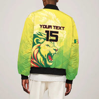Custom Senegal Lions of Teranga Sleeve Zip Bomber Jacket Rise to Glory