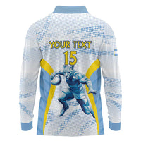 Argentina Rugby Custom Long Sleeve Polo Shirt Pumas Mascot - Sporty Style