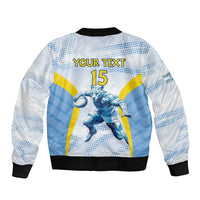 Argentina Rugby Custom Sleeve Zip Bomber Jacket Pumas Mascot - Sporty Style