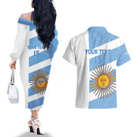 Argentina Rugby Custom Couples Matching Off The Shoulder Long Sleeve Dress and Hawaiian Shirt Go Los Pumas