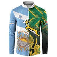 South Africa and Argentina Rugby Personalized Button Sweatshirt Springboks With Los Pumas