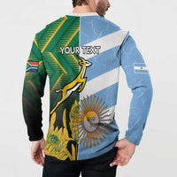 South Africa and Argentina Rugby Personalized Button Sweatshirt Springboks With Los Pumas