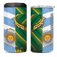 South Africa and Argentina Rugby Personalized 4 in 1 Can Cooler Tumbler Springboks With Los Pumas